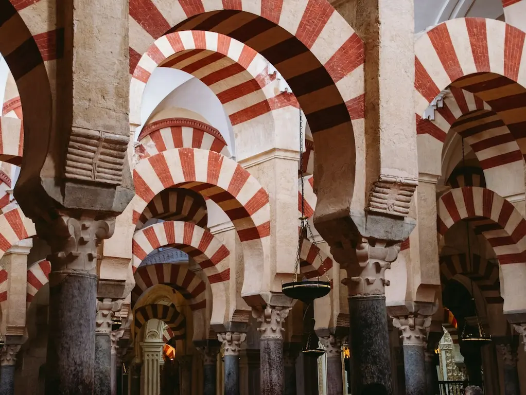 Interior of the Mezquita, an essential stop on any Cordoba day tour from Seville
