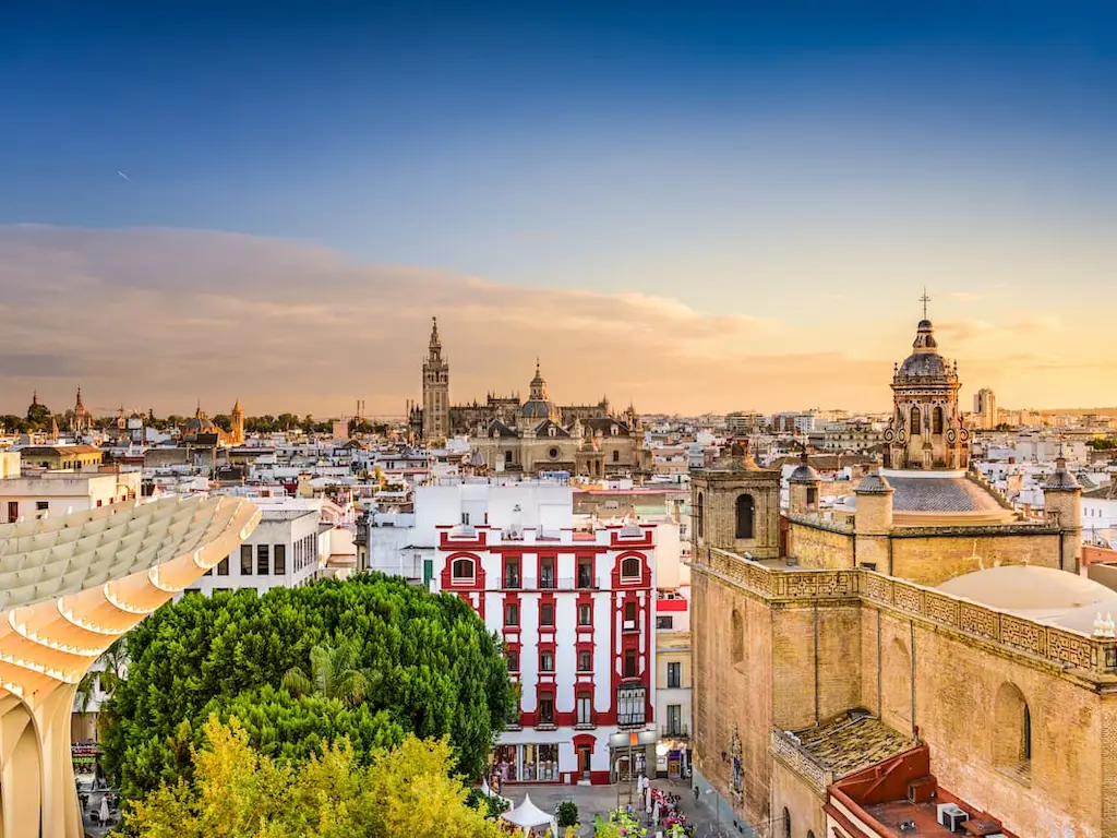 Aerial view to the Seville historic center