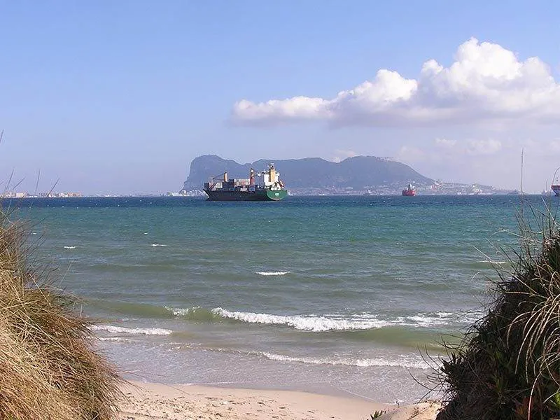 View of Gibraltar from Rinconcillo Beach Algeciras