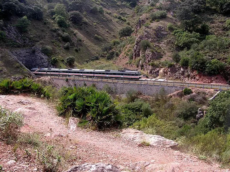 Train emerging from tunnel
