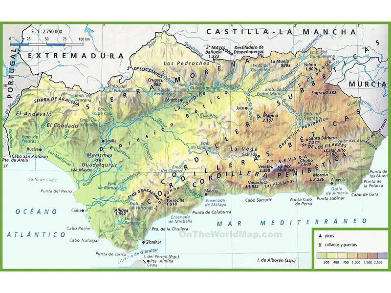 Andalusia Physical map