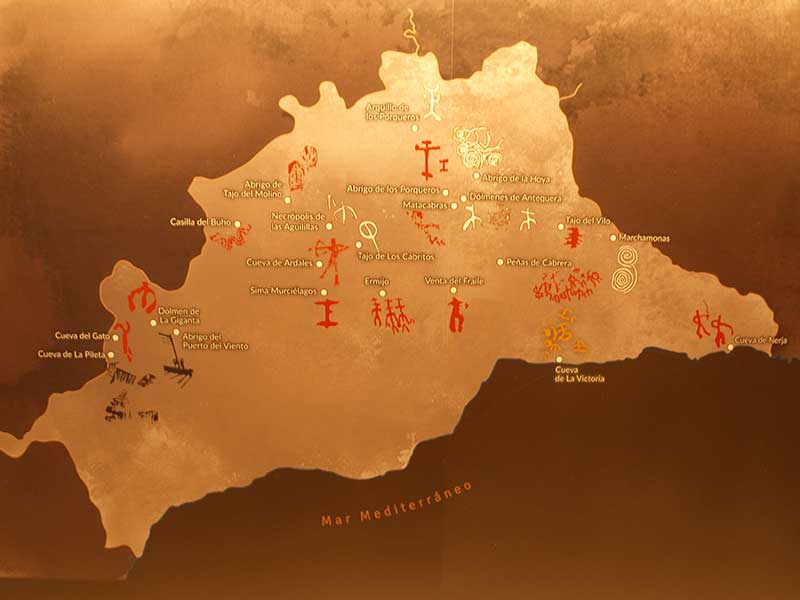 Location of cave art in Malaga province - Museum of Malaga