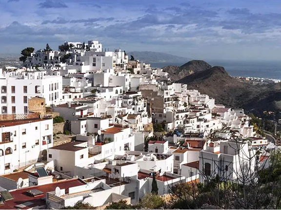 Mojacar cascading down the hill Almeria province in Andalucia