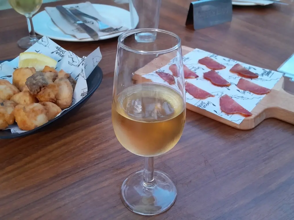 Sherry and tapas on our first stop of the evening