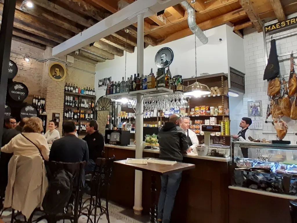 Gourmet grocer/restaurant: our third stop on the Seville food tour