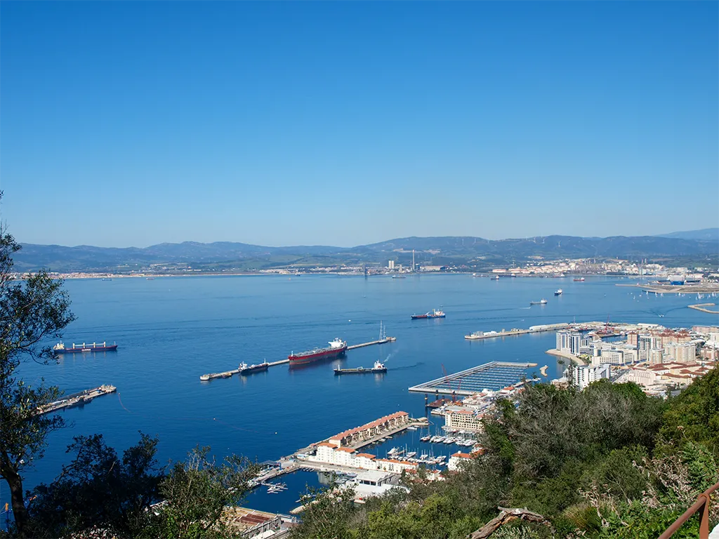 Bay of Gibraltar and naval anchorage from The Rock