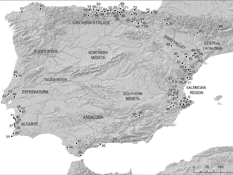 Late Mesolithic sites in the Iberian Peninsula